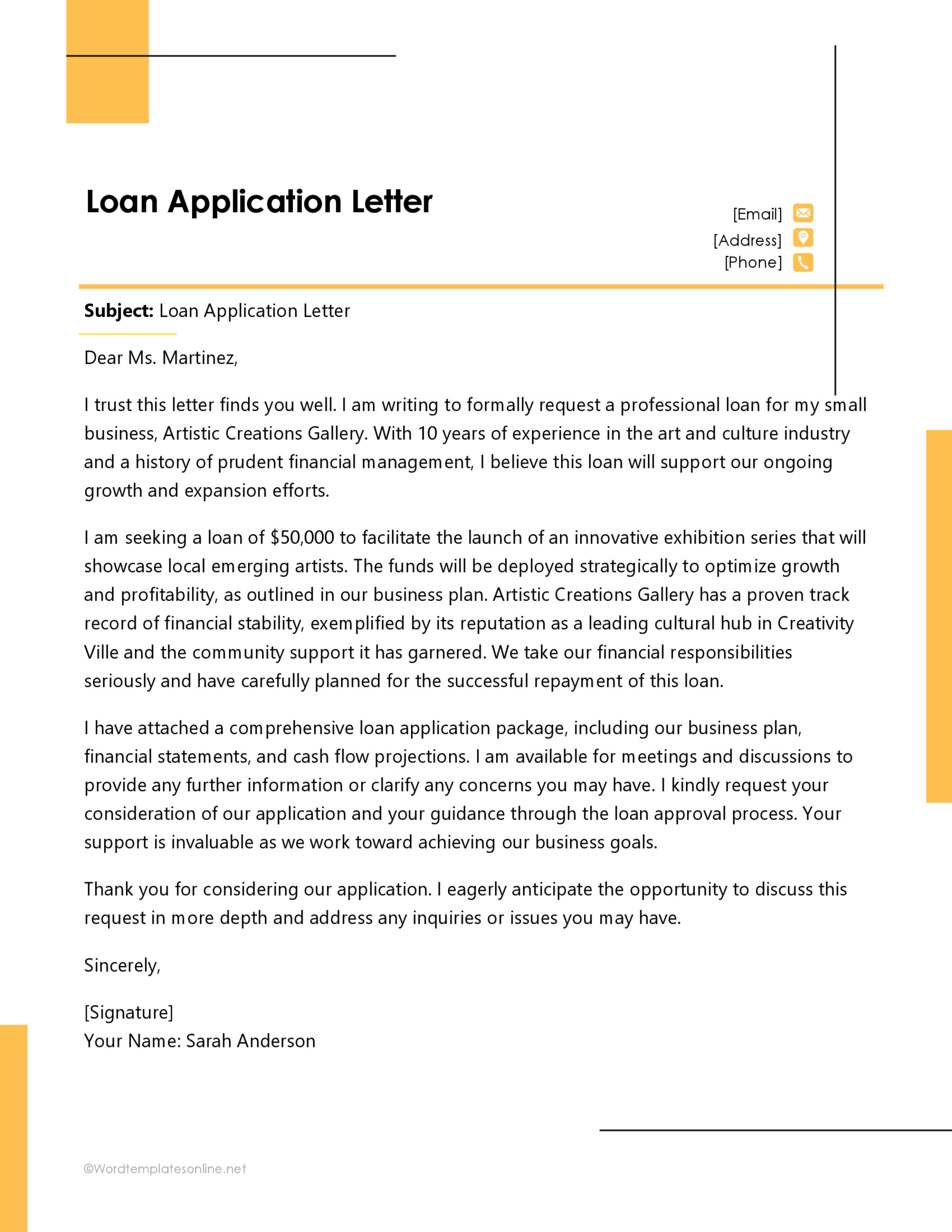 Printable Loan Request Example