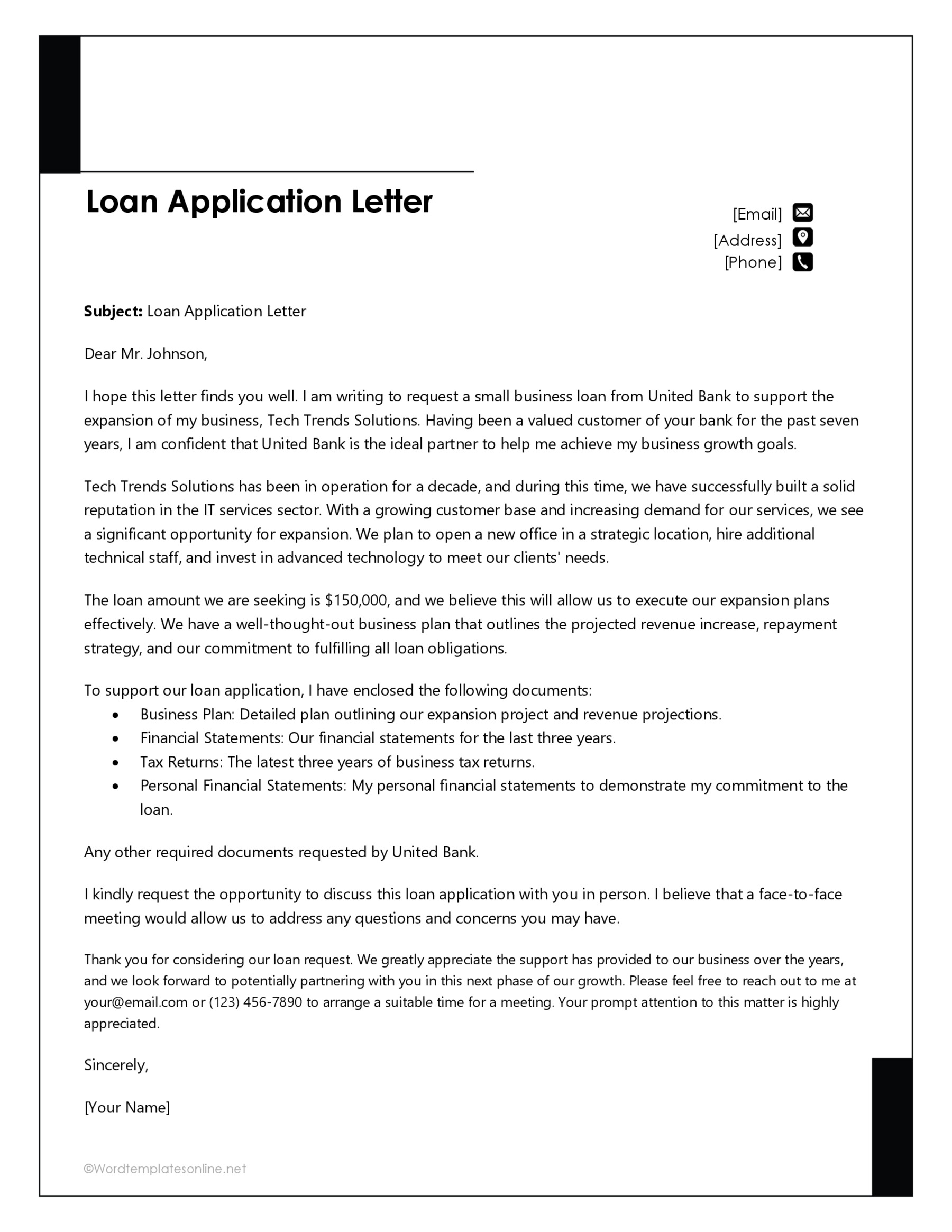 Editable Loan Application in Word Format