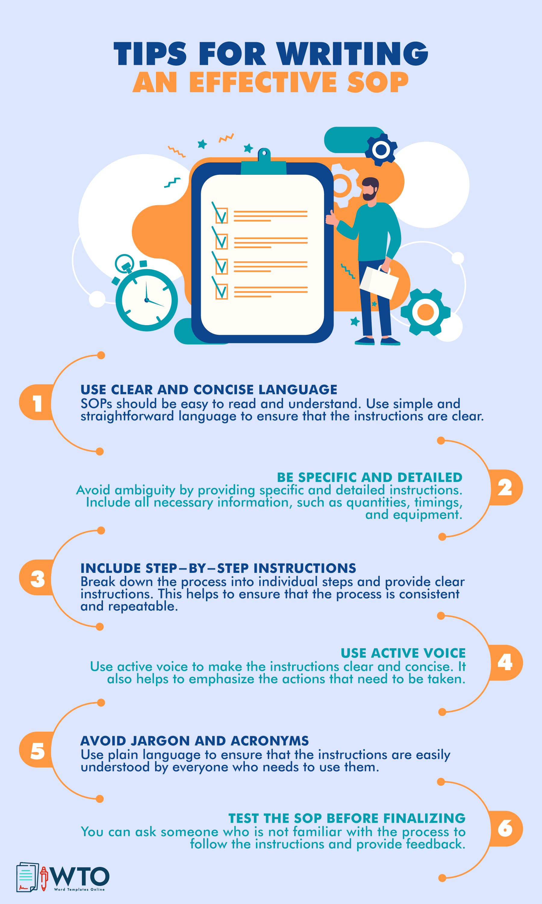 This infographic is about tips for writing an effective SOP.
