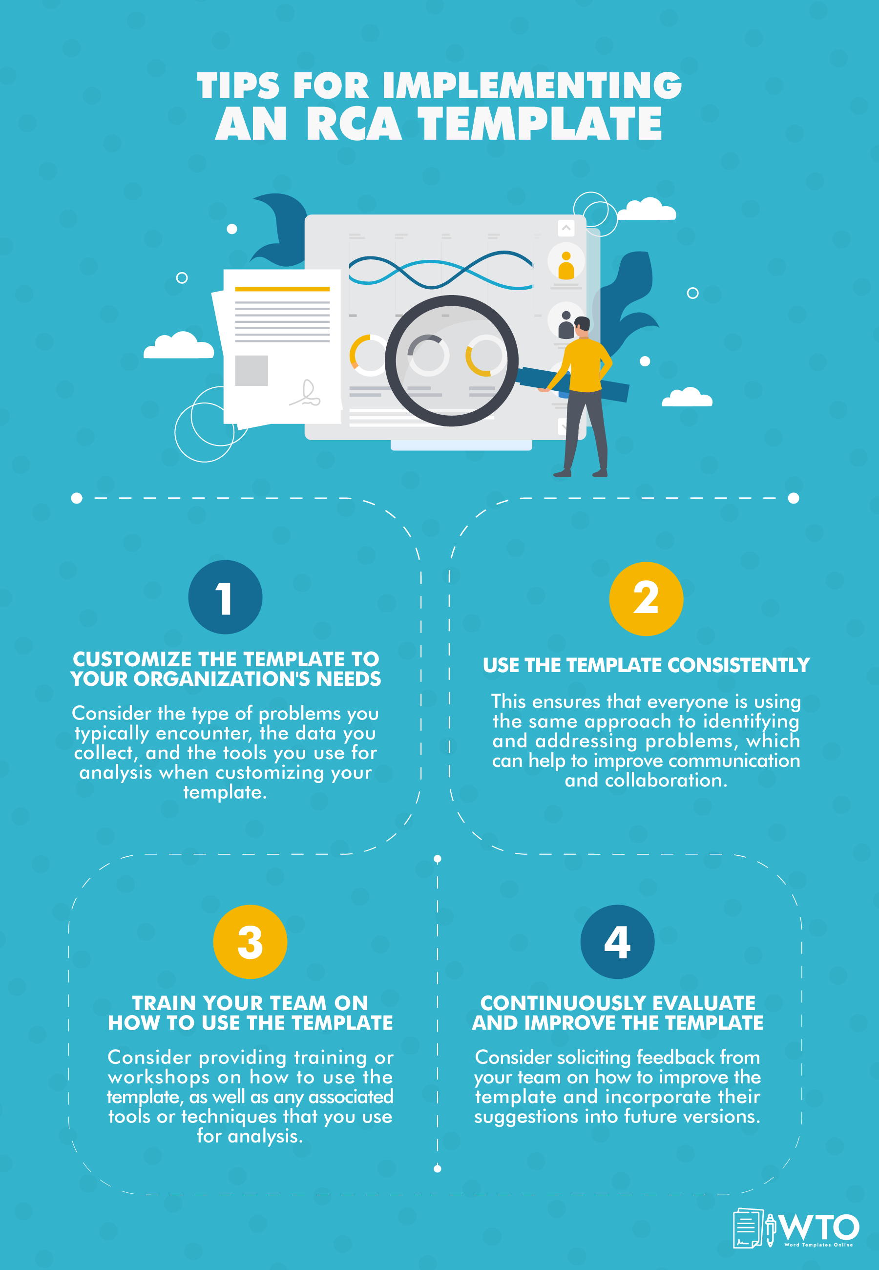 This infographic is about the tips for implementing an RCA Template.