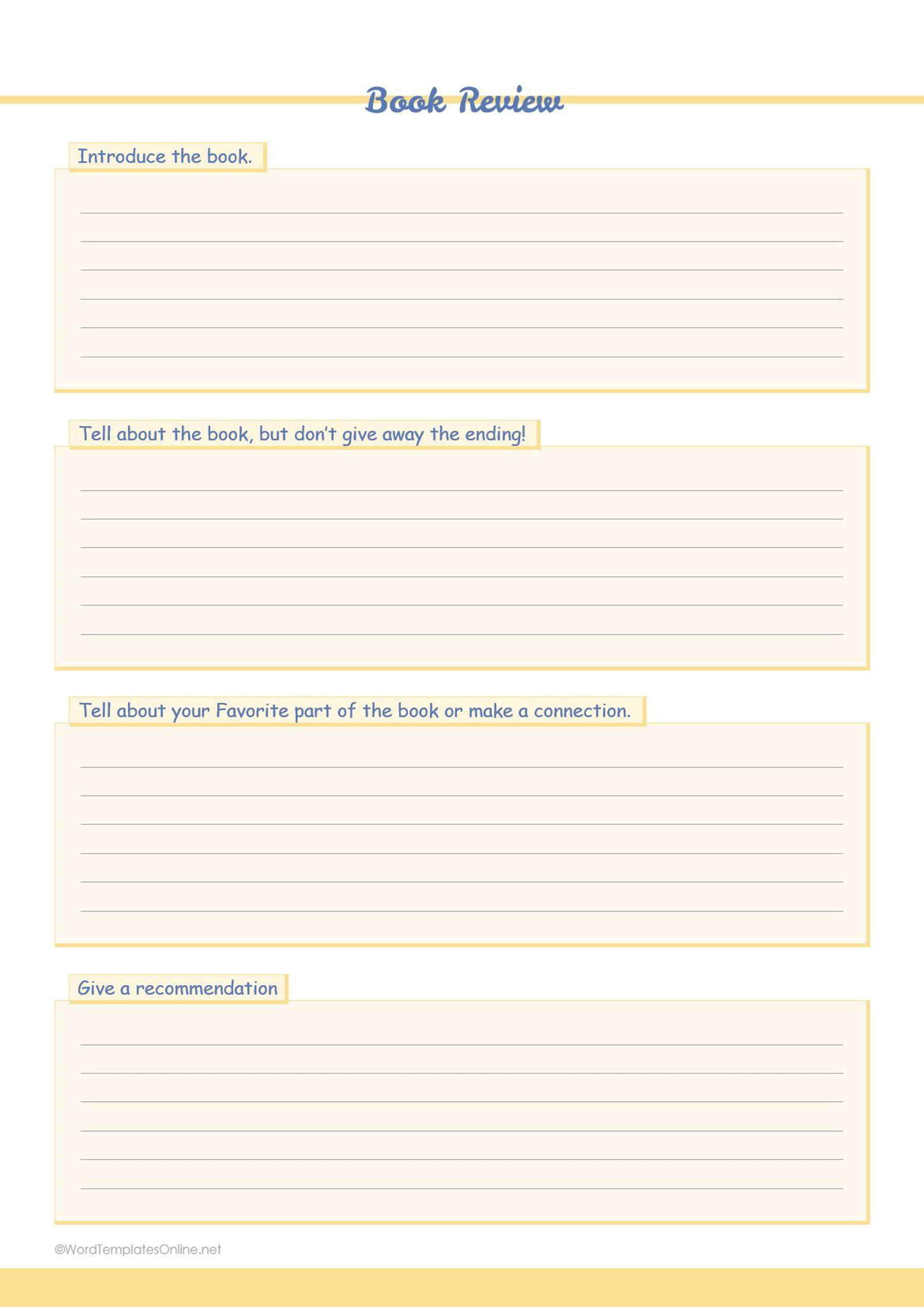 Downloadable MS Word Book Review Template for creating detailed book critiques