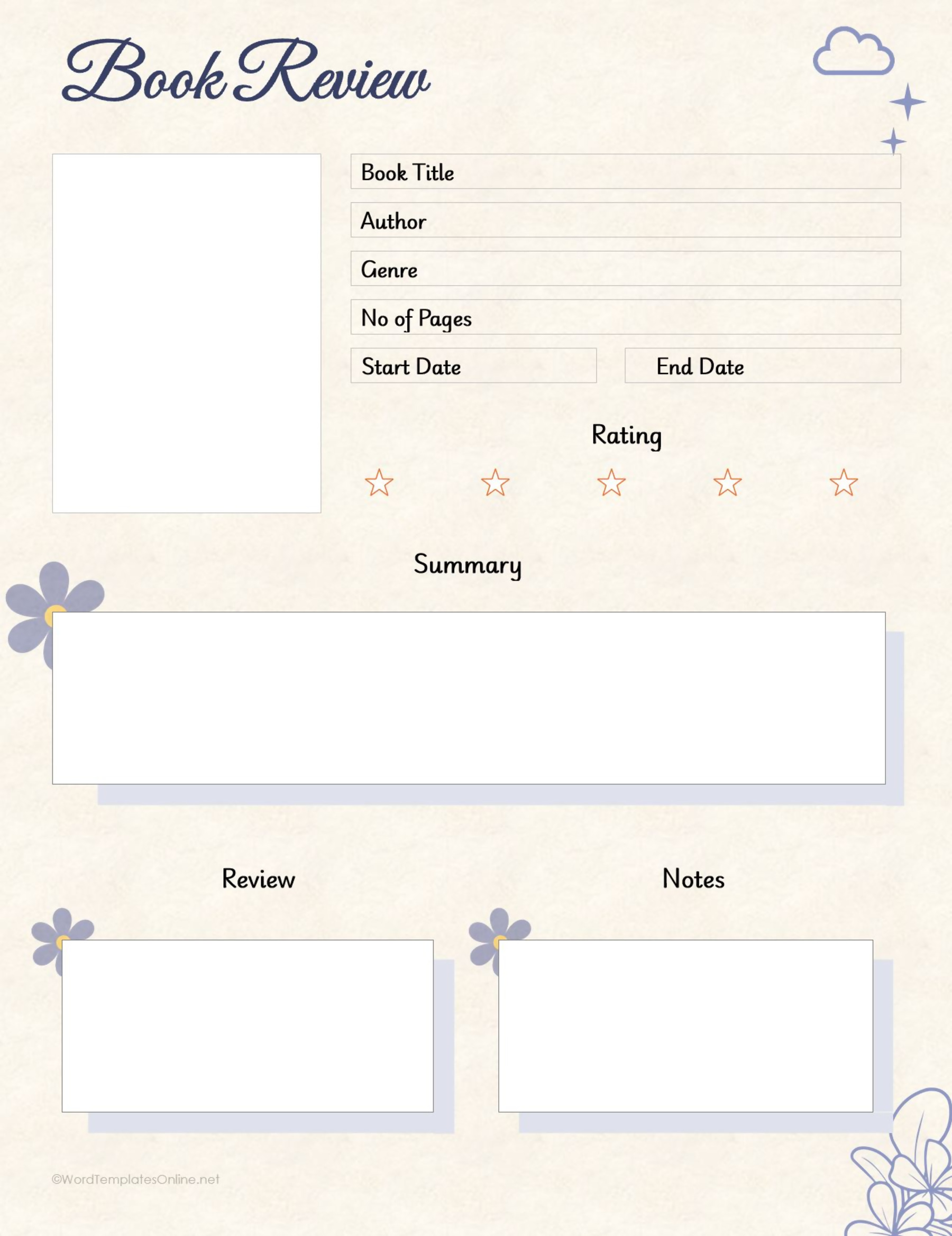 Customizable Book Review Template for analyzing and summarizing books