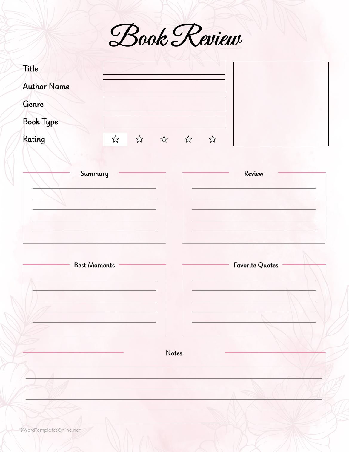 MS Word template for writing book reviews with clear and structured guidelines