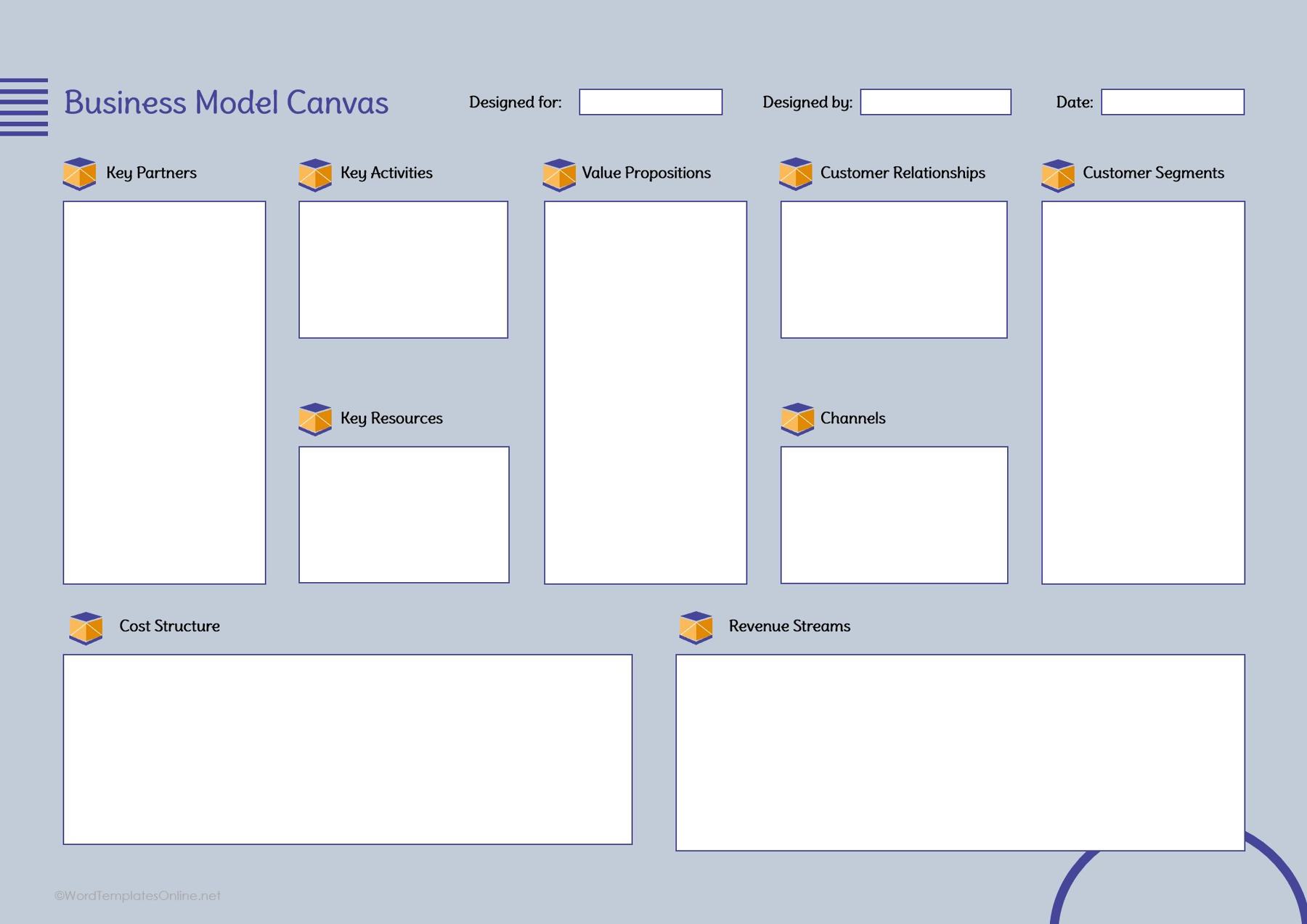 Business Model Canvas Template free download in ms word