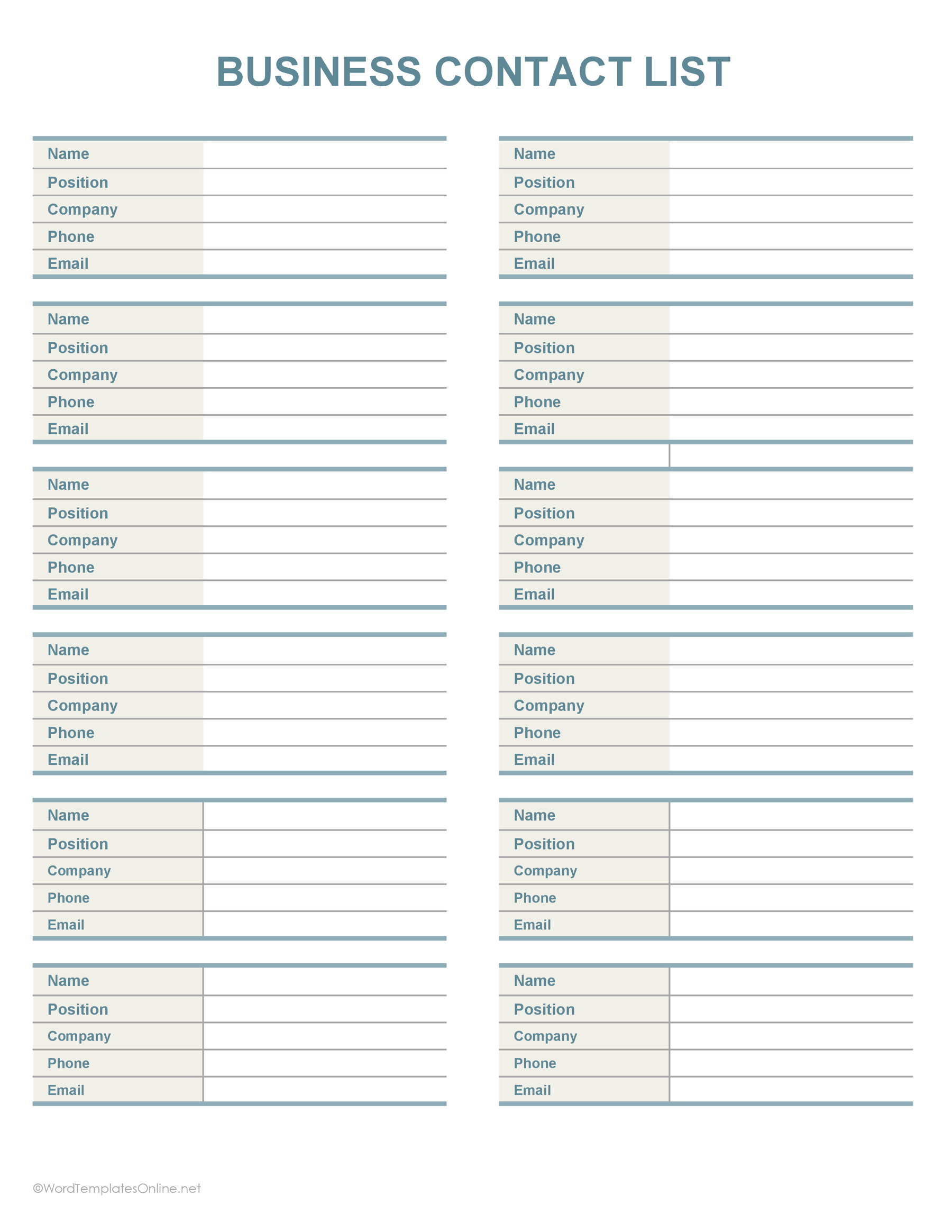 Downloadable Contact List Template in Excel for effective record management