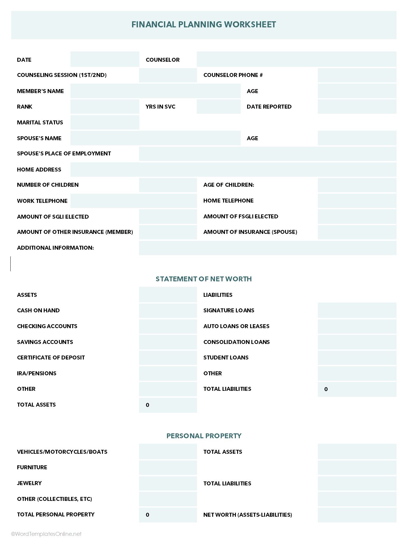 Financial Plan Template download in Excel format