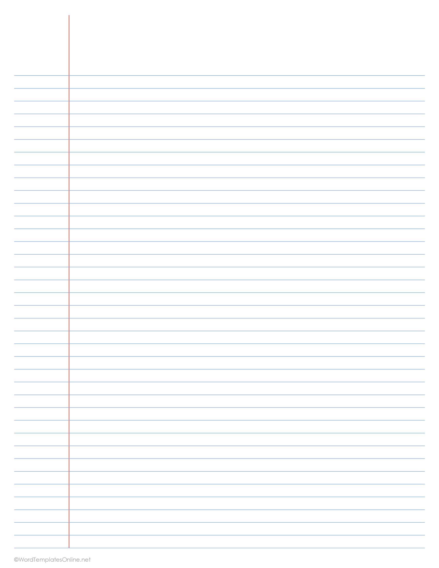 Downloadable Narrow Ruled Lined Paper Template