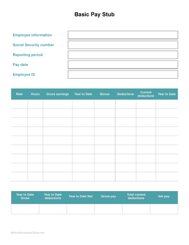 8 Free Pay Stub Templates (Word, Excel, GDocs, Sheets)