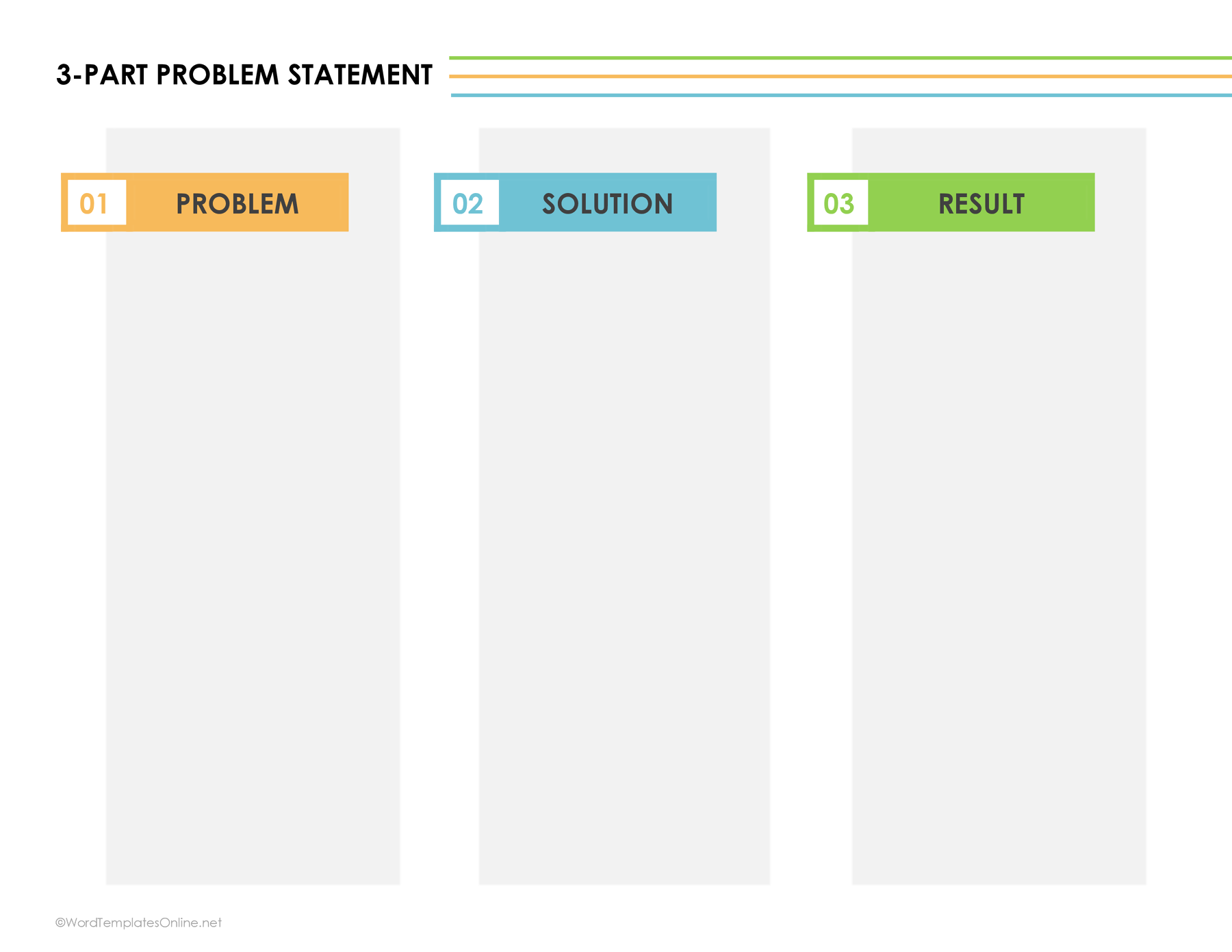 3 Part Problem Statement Template in MS Word format for documenting project challenges