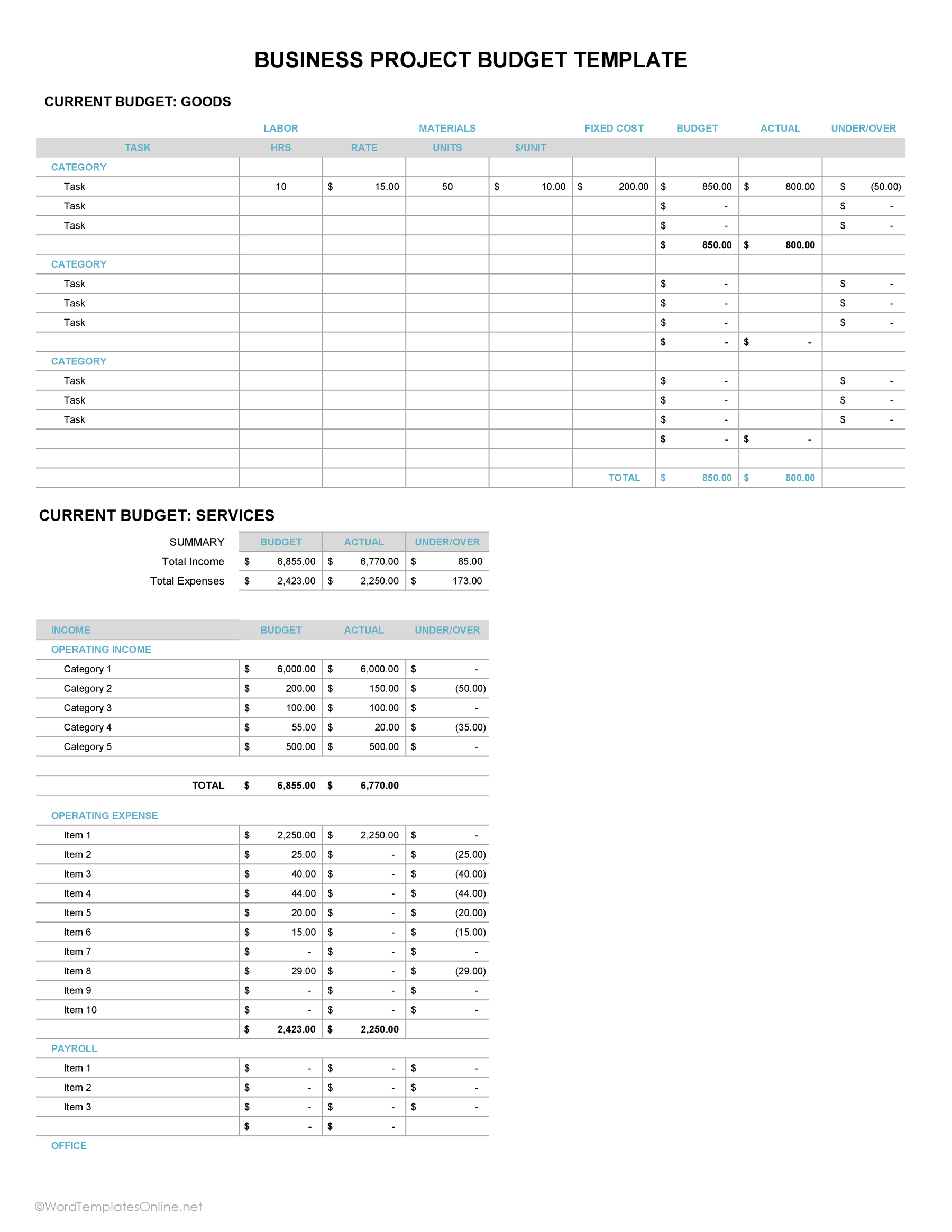 Free Excel Business Project Budget Spreadsheet for efficient budgeting and expense tracking