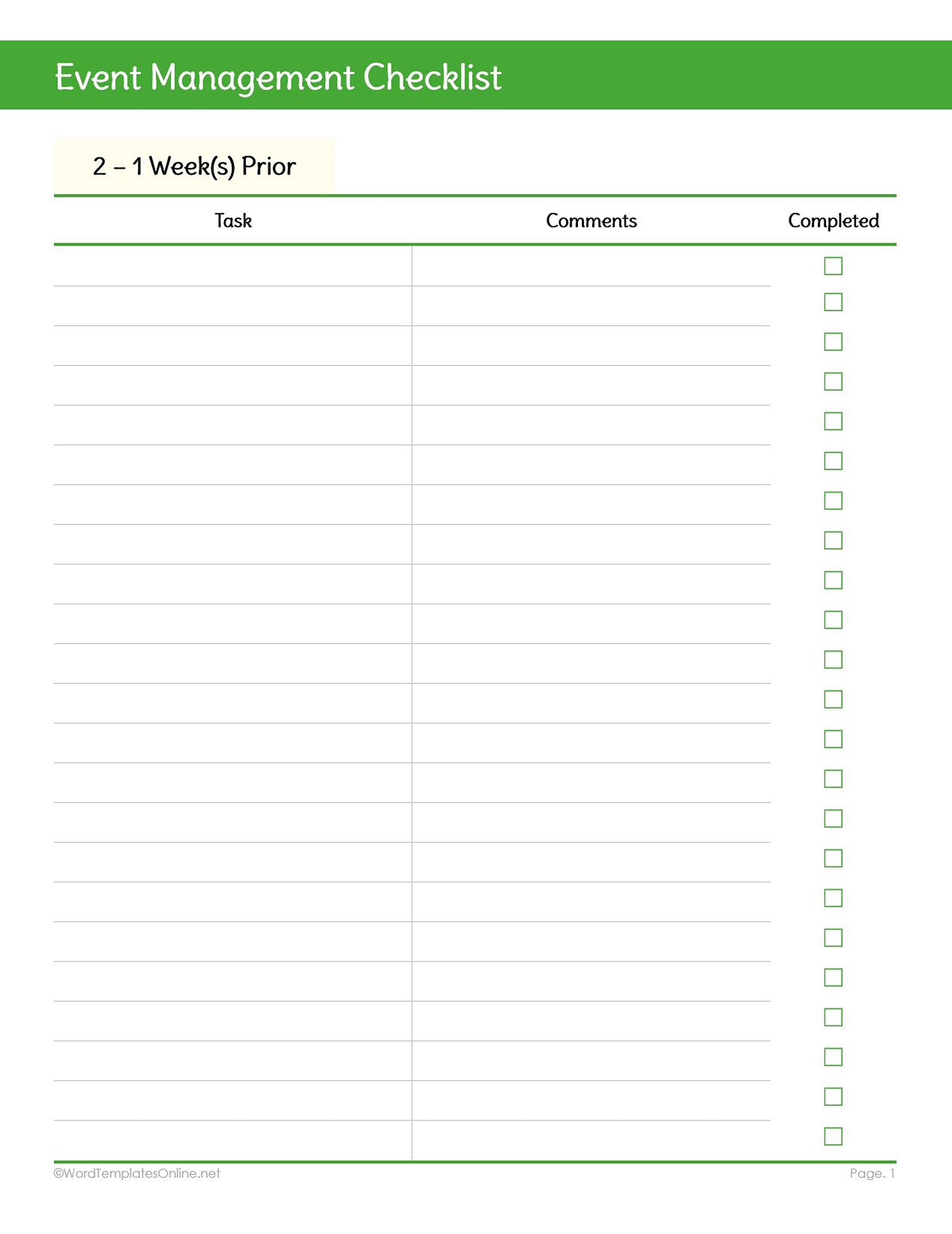 Download a professional Event Management
Checklist Template in MS Word for seamless event planning and organization