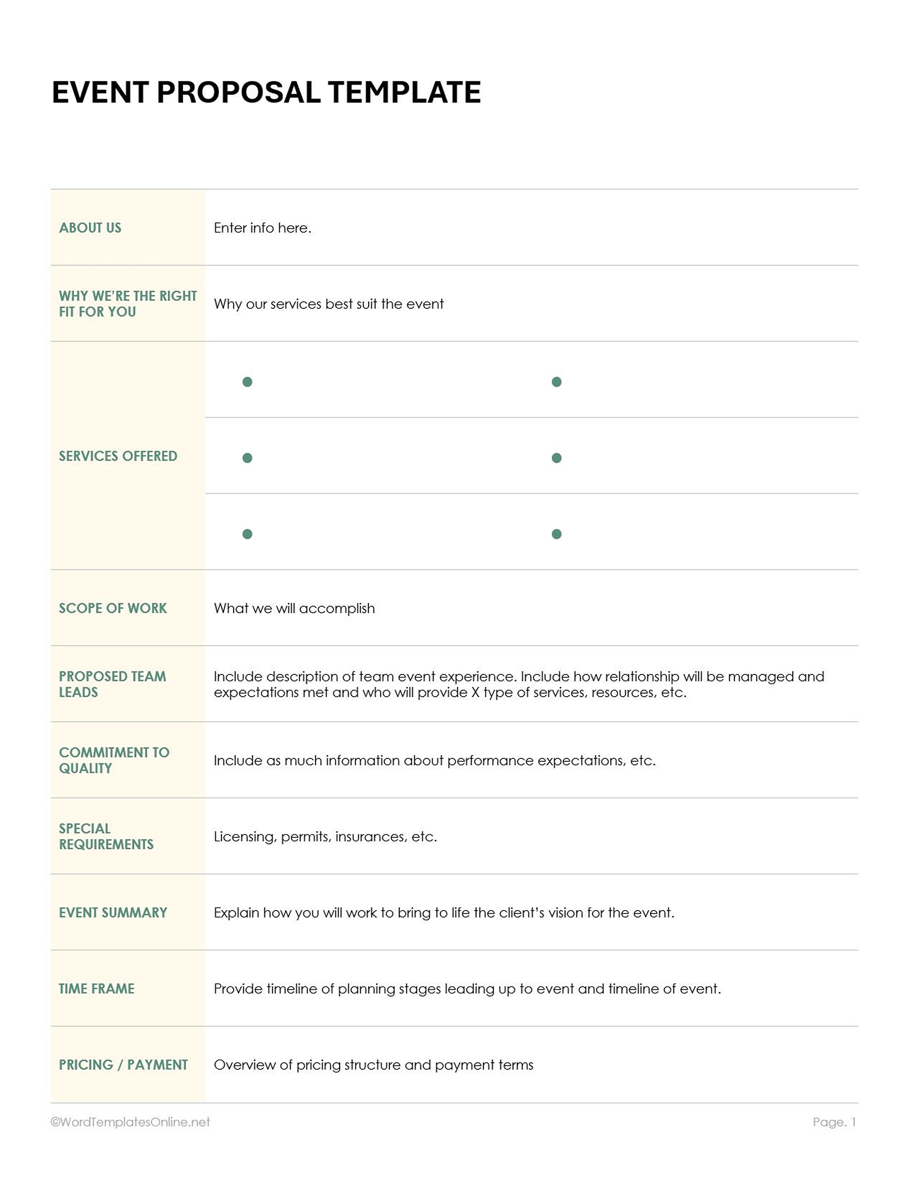 Event Proposal Template in ms word and g doc