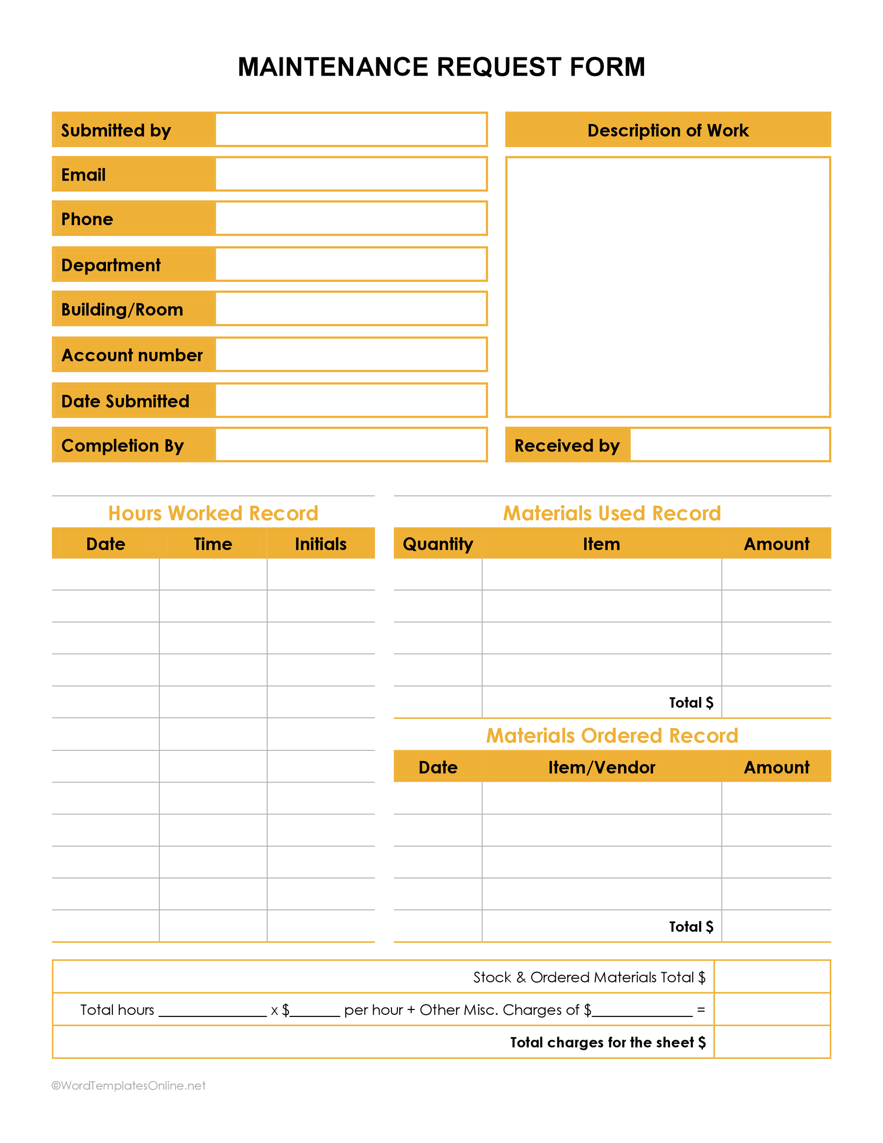 Streamline maintenance requests with a structured Word document form