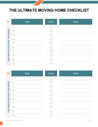 Plan your move with a professional Moving Checklist Template in MS Word
