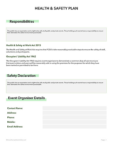 Free Safety Plan Templates (5 Types)