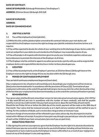 Free Employment Contract Template for Word and PDF