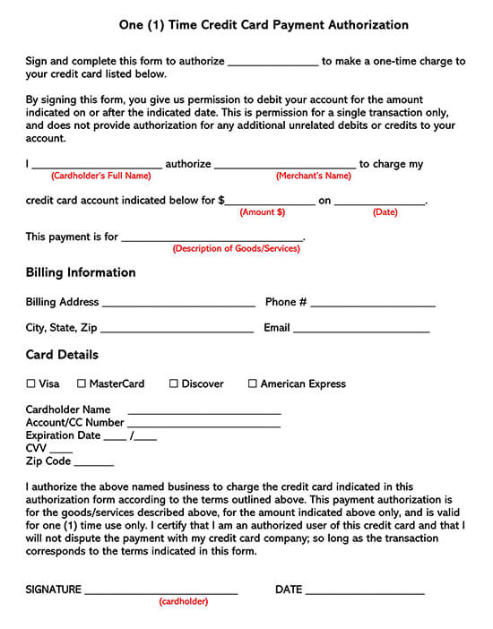 Free Credit Card (ACH) Authorization Form Template for Word and PDF