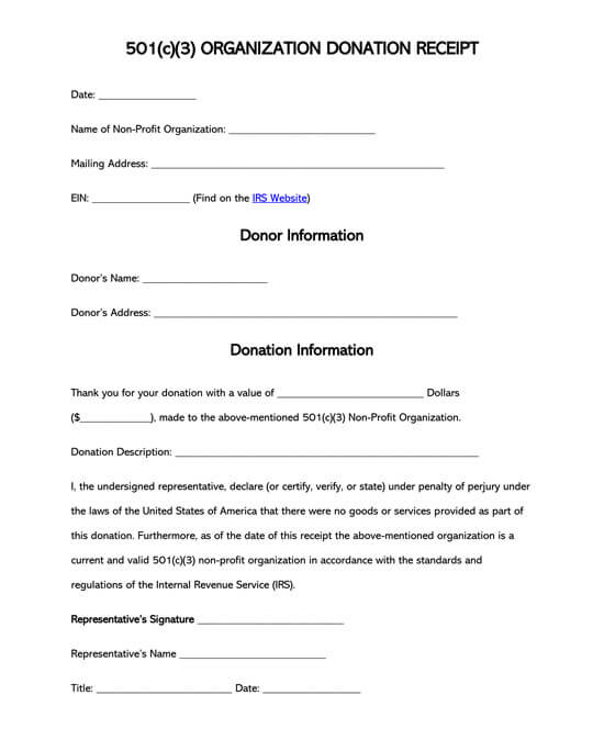 Free 501(c)(3) Donation Receipt Template for Word and PDF