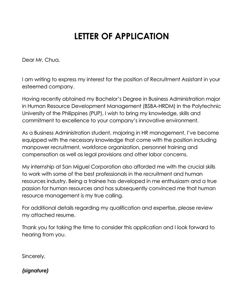 Free Job Application Letter Template for Word and PDF
