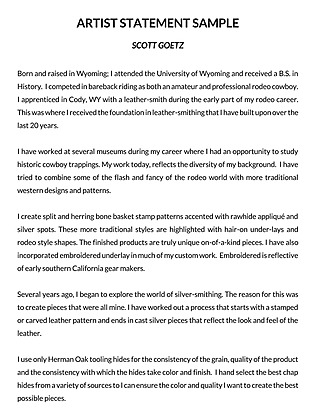 Free Artist Statement Temlate for Word and PDF