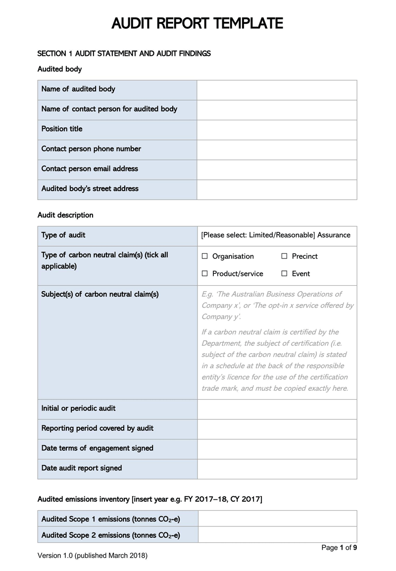 Free Audit Report Template for Word and PDF