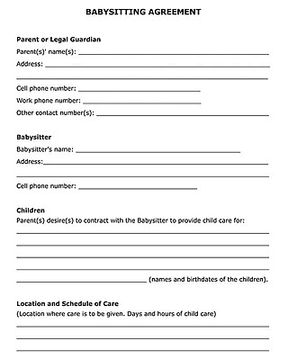 Free Babysitter Contract Template for Word and PDF