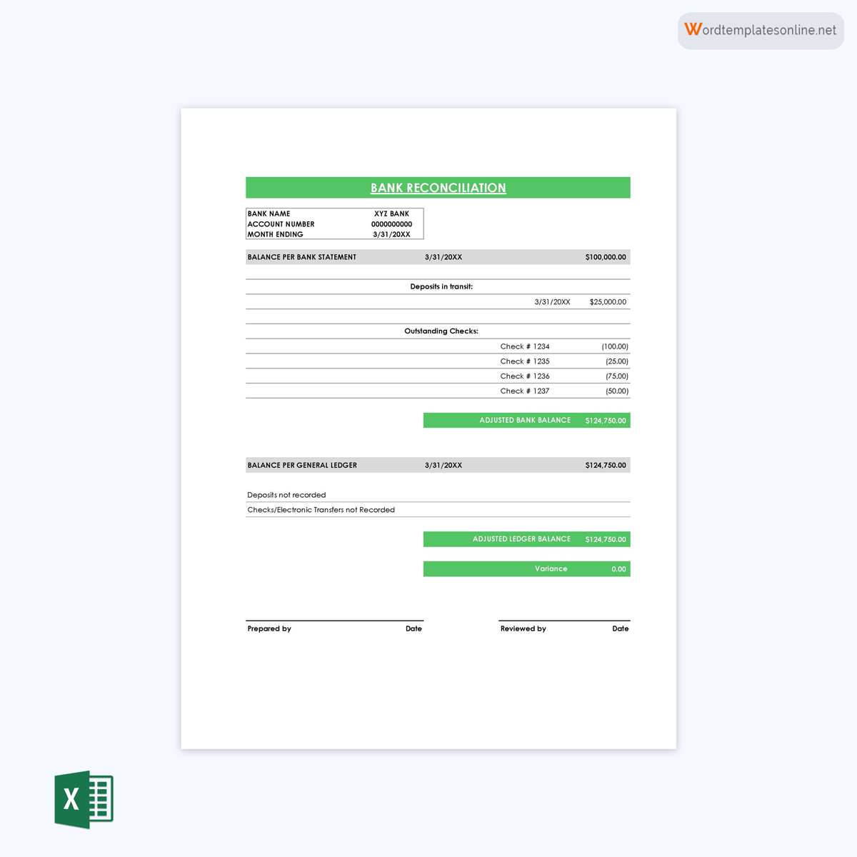 Free Bank Reconciliation Template for Excel