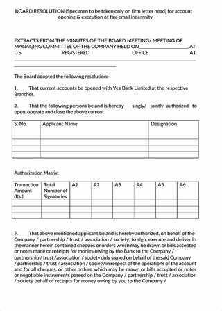 Free Board Resolution Template for word and PDF