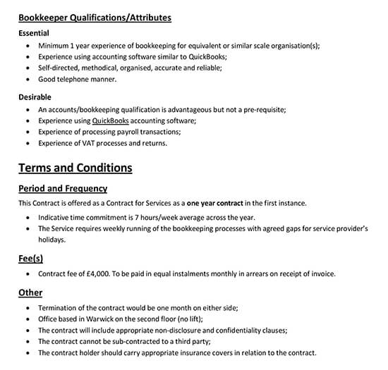 Bookkeeping (Accounting) Services Agreement Template for Word