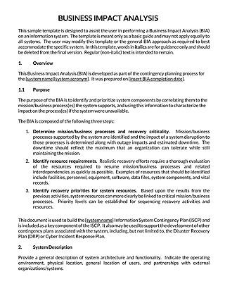 Free Business Impact Analysis Template for Word and PDF