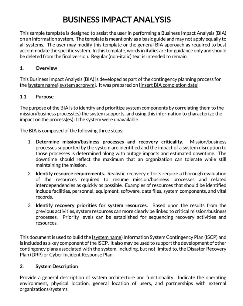 Free Business Impact Analysis Template for Word and PDF