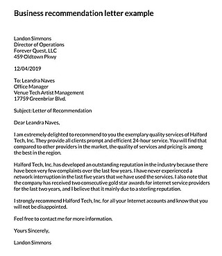 Free Recommendation Letter for Word and PDF