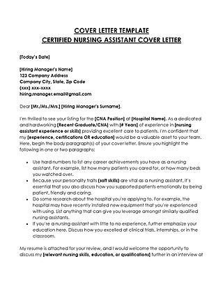 Free Certified Nursing Assistant Cover Letter Template for Word and PDF