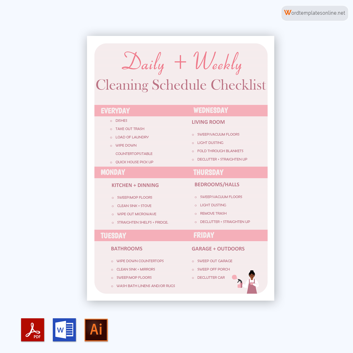 Free Cleaning Checklist Template for Word, PDF and Adobe Illustrator