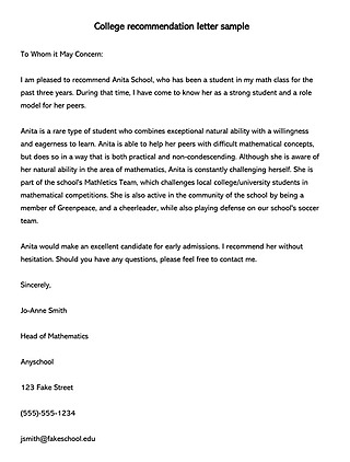 Free College Recommendation Letter Template for Word