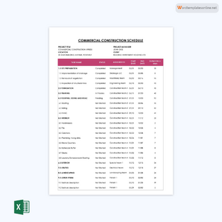 Free Construction Schedule Template for Excel and Word