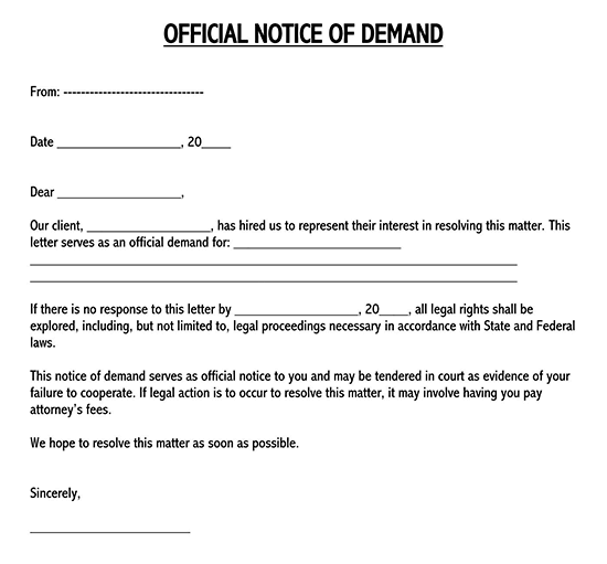Free Demand Letter from Attorney Template for Word