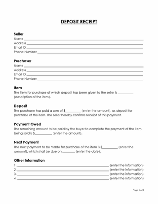 Free Deposit Receipt Template for Word