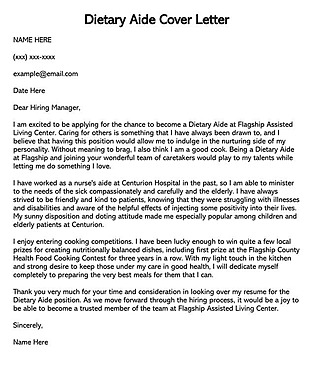 Free Dietary Aide Cover Letter Template for Word and PDF