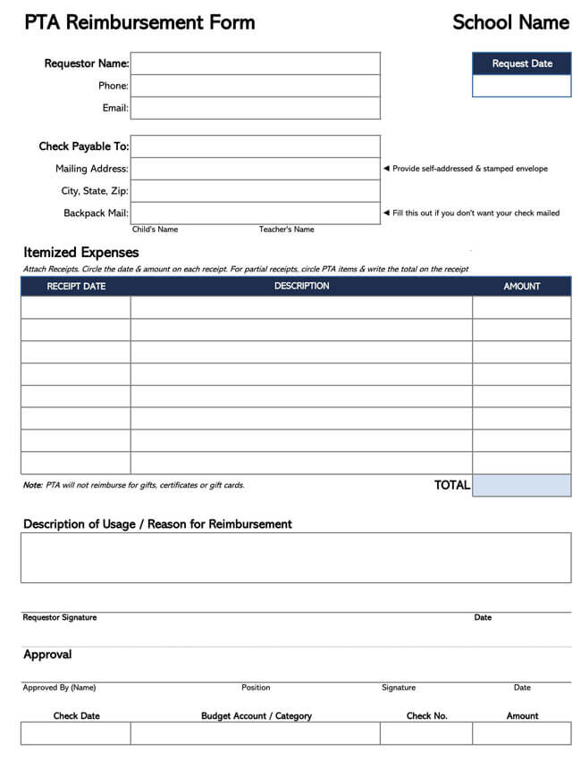 Free Employee Reimbursement Form Template for Word and PDF