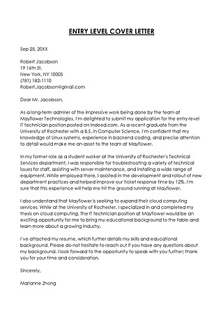 Free Entry-Level Cover Letter Template for Word and PDF