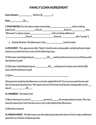 Free Family Loan Agreement Template for Word and PDF