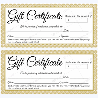 Free Gift Certificate Template for word, PDF and Adobe Photoshop