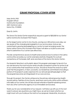 Free Grant Proposal Cover Letter Template for Word