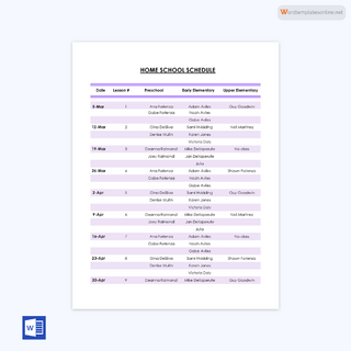 Free Homeschool Schedule Template for Word and PDF
