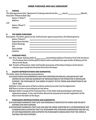 Free Horse Bill of Sale Form Template for Word and PDF
