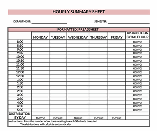 Free Hourly Schedule Templates for Excel and Word
