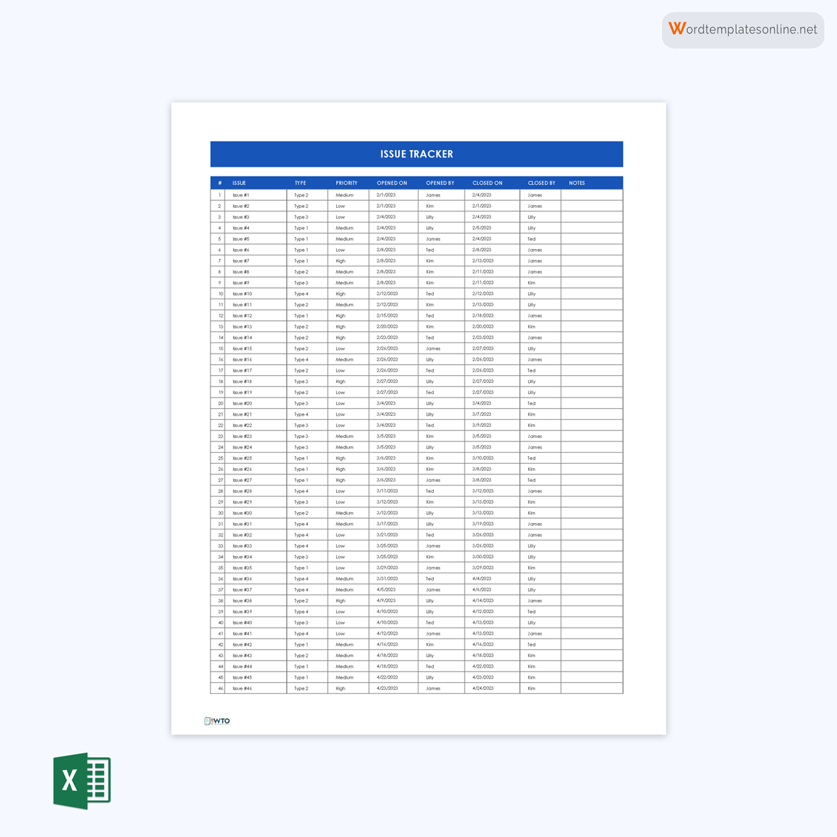 Free Issue Tracking Template for Word and Excel