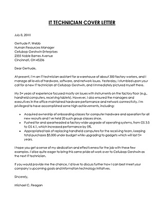 Free IT Cover Letter Letter Template for Word and PDF