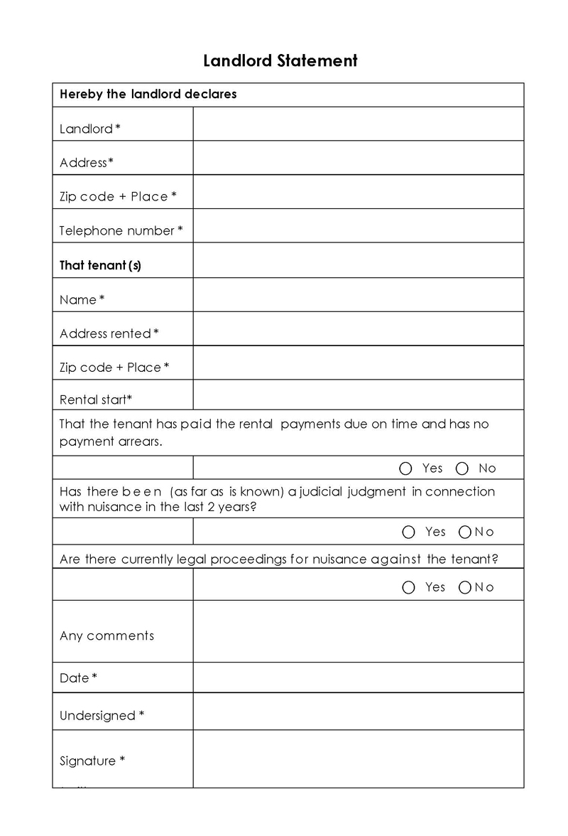 Free Landlord Statement Form Template for Word and PDF